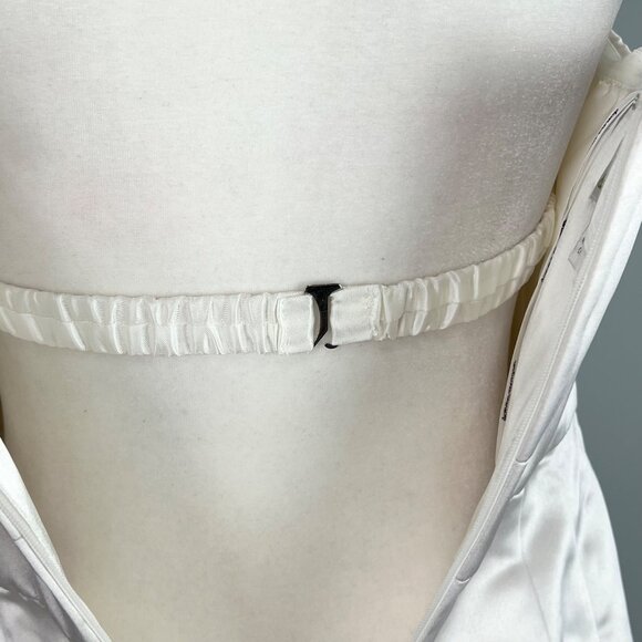 Donna Morgan Womens White Satin Strapless Formal Dress Bow Pencil Skirt size 4 - Picture 8 of 11